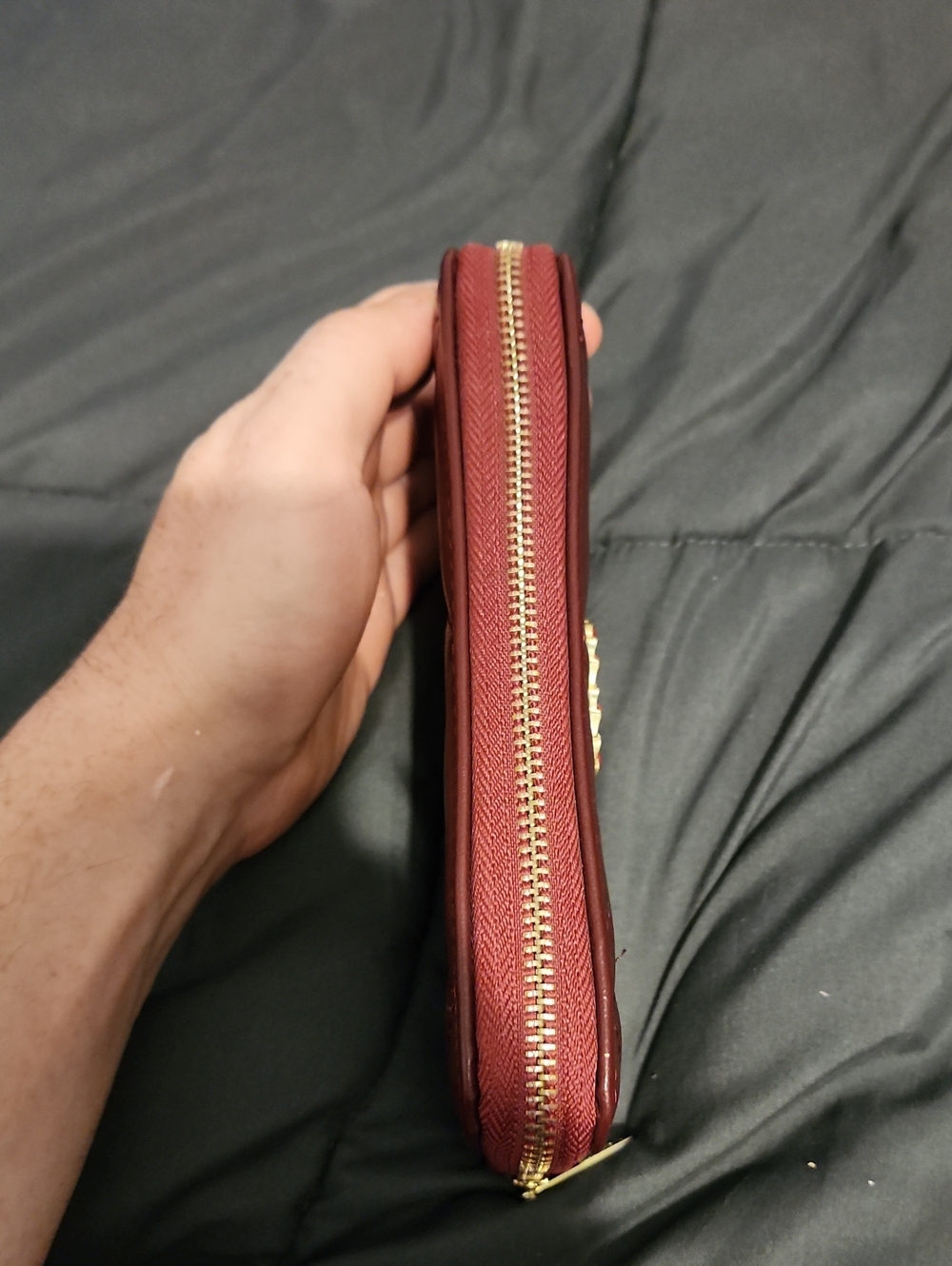 CHANEL Quilted Zip-Around Leather Wallet in Burgundy with Gold Logo - Picture 4 of 7